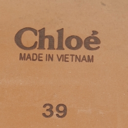 Chloe Green Canvas Woody Flat Slides Size 39