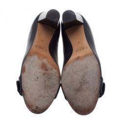 Pre Owned Chloe Black Leather Buckle Pumps Size 38