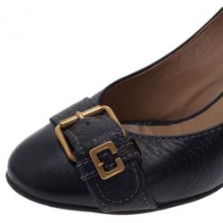 Pre Owned Chloe Black Leather Buckle Pumps Size 38