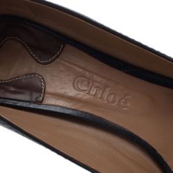 Pre Owned Chloe Black Leather Buckle Pumps Size 38