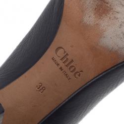Pre Owned Chloe Black Leather Buckle Pumps Size 38