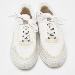 Pre Owned Chloe White Mesh and Suede Nama Low Top Sneakers Size 39
