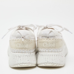 Pre Owned Chloe White Mesh and Suede Nama Low Top Sneakers Size 39