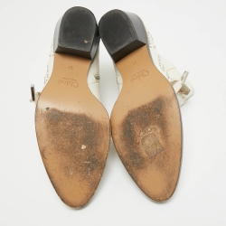 Pre Owned Chloe Off White Studded Leather Susanna Boots Size 37