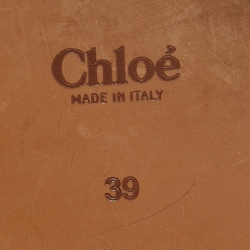 Pre Owned Chloe Cream/Black Embroidered Logo Canvas Woody Flat Slides Size 39