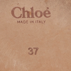 Chloe Blue Canvas Woody Flat Slides Size 37