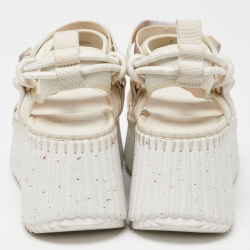 Pre Owned Chloe White Nylon Nama Platform Velcro Ankle Strap Sandals Size 39