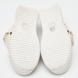 Pre Owned Chloe White Nylon Nama Platform Velcro Ankle Strap Sandals Size 39