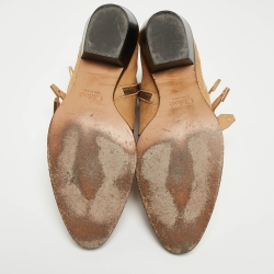 Pre Owned Chloe Tan Leather Studded Suzanna Ankle Boots Size 39