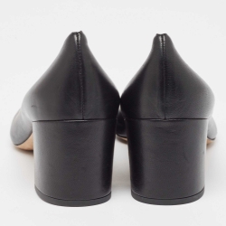 Pre Owned Chloe Black Scalloped Leather Lauren Pumps Size 37.5