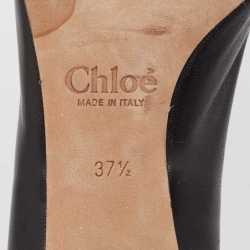 Pre Owned Chloe Black Scalloped Leather Lauren Pumps Size 37.5