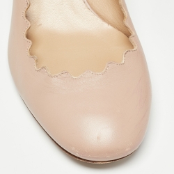 Pre Owned Chloe Pink Scalloped Leather Lauren Pumps Size 37.5