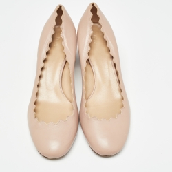 Pre Owned Chloe Pink Scalloped Leather Lauren Pumps Size 37.5