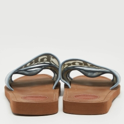 Chloe Blue Mesh and Lace Woody Flat Slides Size 38  