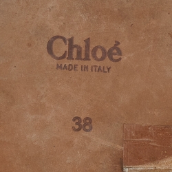 Chloe Black Canvas Logo Ribbon Woody Flat  Slides Size 38 