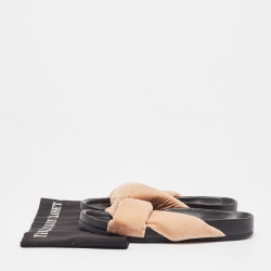 Chloe Beige Velvet Knotted Slip On Slides Size 39