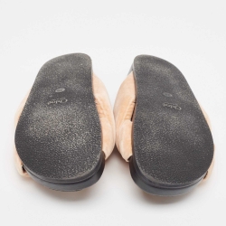 Chloe Beige Velvet Knotted Slip On Slides Size 39