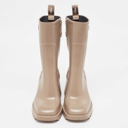 Pre Owned Chloe Beige Rubber Mid Calf Rain Boots Size 37