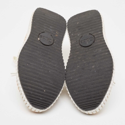 Pre Owned Chloe Beige/White Knit Fabric And Suede Lace Up Sneakers Size 38