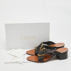 Pre Owned Chloé Black/Brown Leather Rony Slides Sandals Size 40