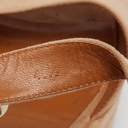 Pre Owned Chloe Beige Suede Platform Block Heel Ankle Strap Sandals Size 40.5