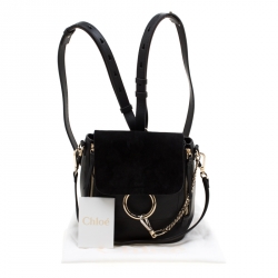 Pre Owned Chloe Black Leather and Suede Small Faye Day Backpack