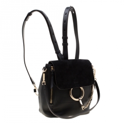 Pre Owned Chloe Black Leather and Suede Small Faye Day Backpack