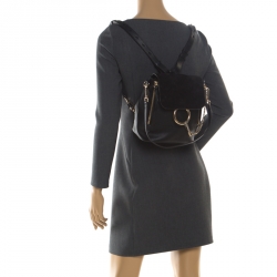 Pre Owned Chloe Black Leather and Suede Small Faye Day Backpack
