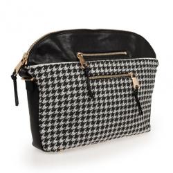 Pre Owned Chloe Angie Black Large Houndstooth Pouch