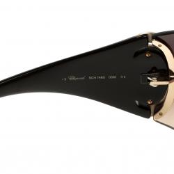 Chopard Dark Brown and Gold SCH 748S Shield Sunglasses