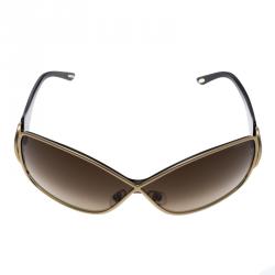 Chopard Brown/Gold SCH802S Crystal Embellished Oversized Sunglasses