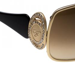 Chopard Brown/Gold SCH802S Crystal Embellished Oversized Sunglasses