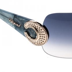 Pre Owned Chopard Coral Blue Marble SCH 939S Shield Sunglasses