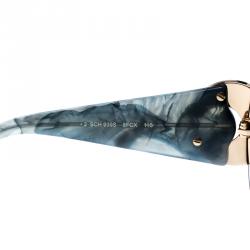 Pre Owned Chopard Coral Blue Marble SCH 939S Shield Sunglasses