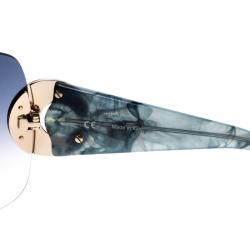 Pre Owned Chopard Coral Blue Marble SCH 939S Shield Sunglasses