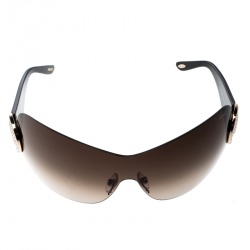 Chopard Brown Gradient SCH939S Crystal Embellished Shield Sunglasses