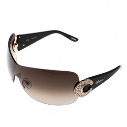 Chopard Brown Gradient SCH939S Crystal Embellished Shield Sunglasses