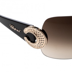 Chopard Brown Gradient SCH939S Crystal Embellished Shield Sunglasses