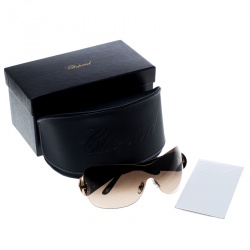 Chopard Brown Gradient SCH939S Crystal Embellished Shield Sunglasses
