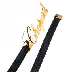 Chopard Black Leather Logo Buckle Belt 90cm