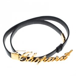 Chopard Black Leather Logo Buckle Belt 90cm