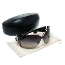 Chopard Black/Black Gradient SCH 883S Crystal Embellished Shield Sunglasses