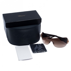Chopard Brown SCH 939 S Crystal Embellished Gradient Shield Sunglasses