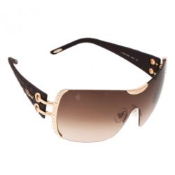 Chopard Black and Gold SCH935S Shield Sunglasses