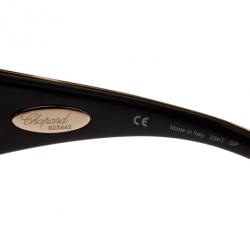 Pre Owned Chopard Gold Embossed SCH 883S Shield Sunglasses