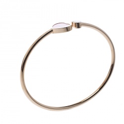 Chopard Happy Heart Red Stone & Diamond 18k Rose Gold Open Bangle Bracelet 17cm