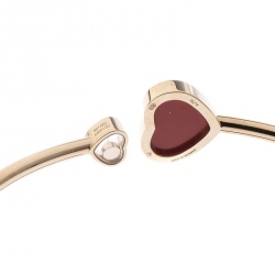 Chopard Happy Heart Red Stone & Diamond 18k Rose Gold Open Bangle Bracelet 17cm