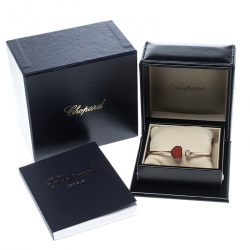 Chopard Happy Heart Red Stone & Diamond 18k Rose Gold Open Bangle Bracelet 17cm