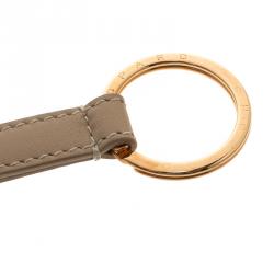 Chopard Beige/Gold Leather Logo Charm Keychain