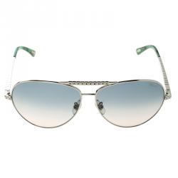 Chopard Green/Silver SCH934S Embellished Aviator Sunglasses